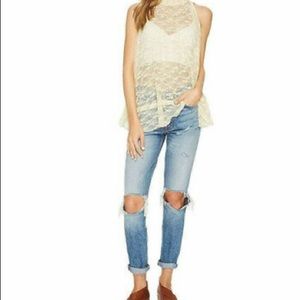 Cream lace freepeople blouse